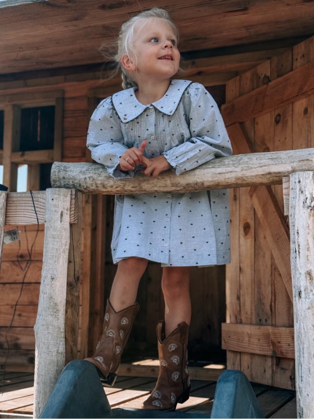 EMILE & IDA Peter Pan Collar Smocked Dress